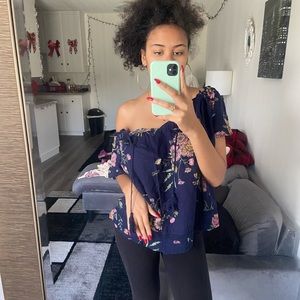 Floral off the shoulder shirt